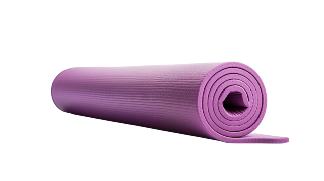 Purple Rolled Up Yoga Mat for Fitness and Exercise Perfect for Studio or Home Wellness