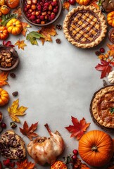 Festive Autumn Table Setting with Colorful Leaves, Seasonal Food, and Thanksgiving Treats Perfect for Celebrating Harvest Festival and Family Gatherings