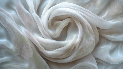 Fototapeta premium Soft white fabric swirls gently a calming serene aesthetic. AI Generated