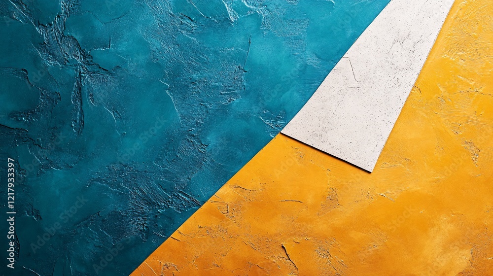Poster textured background featuring teal, white, and gold concrete surfaces creating dynamic composition