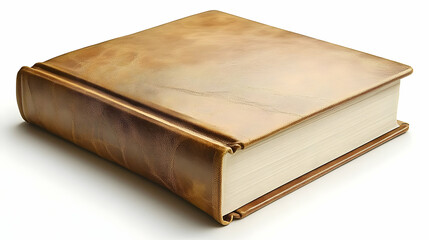 Obraz premium Aged Leather-Bound Book on White Background