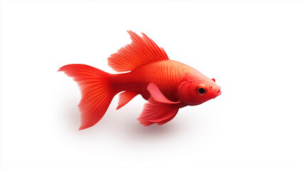 Fototapeta premium vibrant red goldfish swimming gracefully in clear water, showcasing its fins and scales.