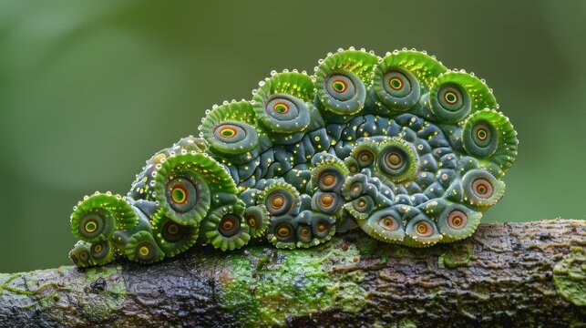 Astonishing Green Slug Caterpillar on a Branch
