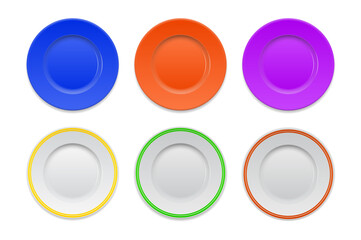  Set Illustration of Colorful Plastic Plates or bowl isolated