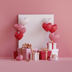 Love Day Gift Boxes and Heart Balloons