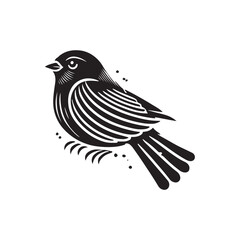 Black Color Finch silhouette design Vector Illustration, Solid White Background (11).eps