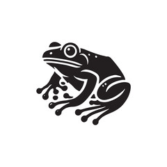 Black Color Frog silhouette design Vector Illustration, Solid White Background (1).eps