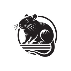 Black Color Gerbil silhouette design Vector Illustration, Solid White Background (4).eps