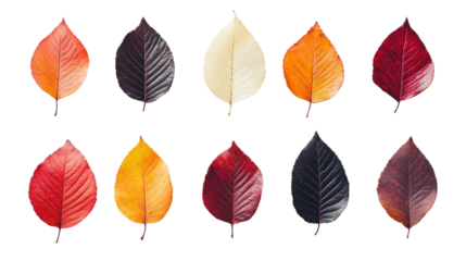 Autumn leaves on transparent background 