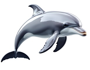 Obraz premium A leaping dolphin, digitally rendered in grayscale.