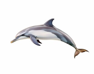 Obraz premium A Majestic Dolphin Leaps Gracefully Against a White Background