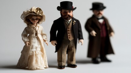 Obraz premium Victorian Era Miniature Dolls: A Charming Collection of Exquisitely Crafted Figurines