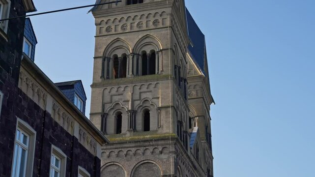 Medieval European Cathedral Church Bell Towers with Parallax Tracking Movement, Andernach, Germany