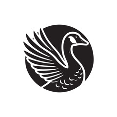 Black Color Goose silhouette design Vector Illustration, Solid White Background (4).eps