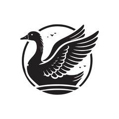 Black Color Goose silhouette design Vector Illustration, Solid White Background (10).eps