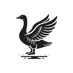 Black Color Goose silhouette design Vector Illustration, Solid White Background (13).eps