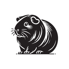 Black Color Guinea Pig silhouette design Vector Illustration, Solid White Background (8).eps