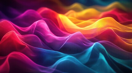 Fototapeta premium Vibrant colorful abstract digital artwork featuring dynamic undulating waves of energy and movement The captivating mesmerizing pattern created by the fluid
