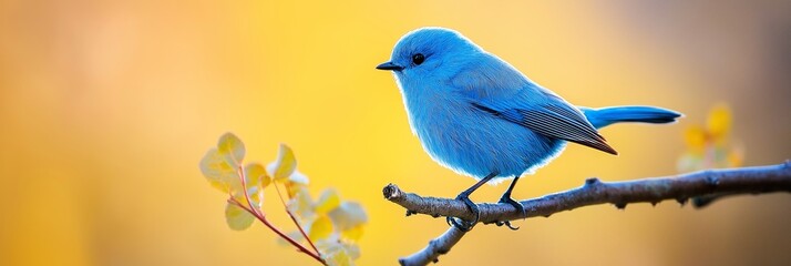 Fototapeta premium A striking blue bird resting gracefully on a branch in natural light.