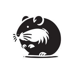 Black Color Hamster silhouette design Vector Illustration, Solid White Background (7).eps