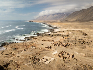 Huanillos seaside village in Chile build in the 19th century becouse of a big sources of huano (guano)