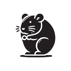 Black Color Hamster silhouette design Vector Illustration, Solid White Background (10).eps