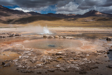 El Tatio is a geothermal field at San Pedro de Atacama, Chile