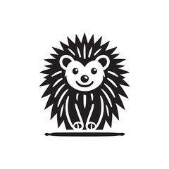 Black Color Hedgehog silhouette design Vector Illustration, Solid White Background (9).eps
