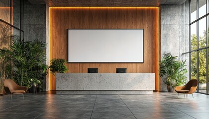 Large blank banner displayed at the entrance of a hotel or restaurant, offering ample space for marketing messages.