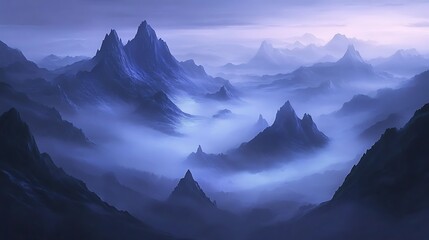 Misty Mountain Majesty: A Serene Digital Landscape