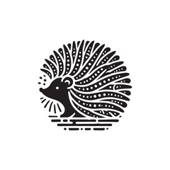 Fototapeta premium Black Color Hedgehog silhouette design Vector Illustration, Solid White Background (12).eps