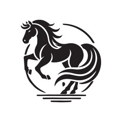 Black Color Horse silhouette design Vector Illustration, Solid White Background (3).eps