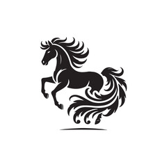 Black Color Horse silhouette design Vector Illustration, Solid White Background (9).eps
