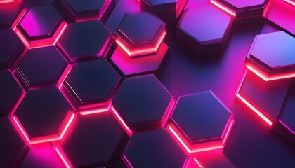 Abstract Hexagonal Pattern with Neon Pink Lighting