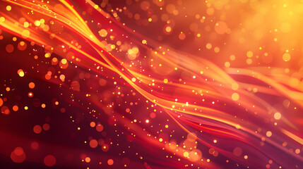 Abstract background with flowing lines and glowing bokeh effects in warm colors.