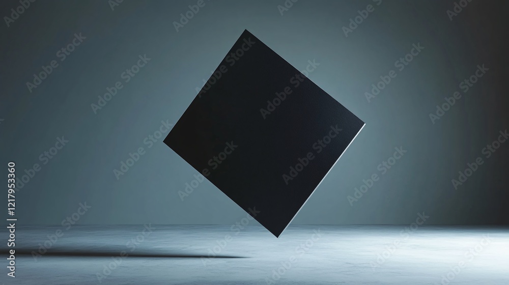 Aufkleber black square floating above gray surface casting shadow