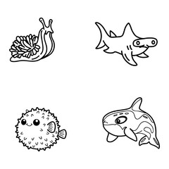 sea ​​fish logo icon with a modern and abstract appearance