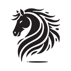 Black Color Horse silhouette design Vector Illustration, Solid White Background (15).eps