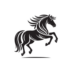 Black Color Horse silhouette design Vector Illustration, Solid White Background (16).eps