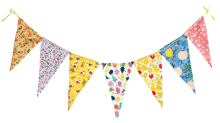 Flag Triangles celebration pennant on transparent background