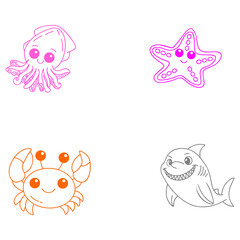 Ocean Guardians logo represents the unity of octopus, crab, starfish and shark in the majesty of the sea