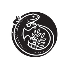 Black Color Lizard silhouette design Vector Illustration, Solid White Background (4).eps