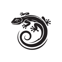 Black Color Lizard silhouette design Vector Illustration, Solid White Background (14).eps