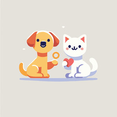 Cute Dog and Cat Sharing a Heart and Ring