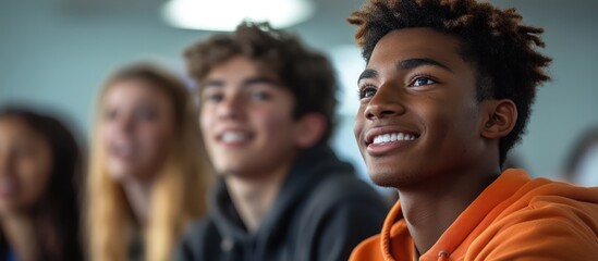 Students attentively listen in class