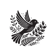 Black Color Lovebird silhouette design Vector Illustration, Solid White Background (12).eps