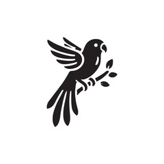 Black Color Lovebird silhouette design Vector Illustration, Solid White Background (16).eps