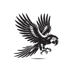 Black Color Macaw silhouette design Vector Illustration, Solid White Background (6).eps