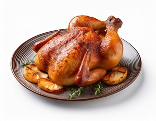rotisserie chicken isolated on transparent or white background