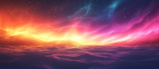 Fototapeta premium Breathtaking panoramic view of a mesmerizing cosmic landscape with a vibrant aurora borealis display illuminating the starry night sky creating a captivating and ethereal atmosphere